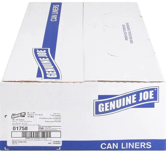 Alt view image 8 of 14 - Genuine Joe High Density Can Liners 40-45 Gal 40"x48" 250/CT CL 01758