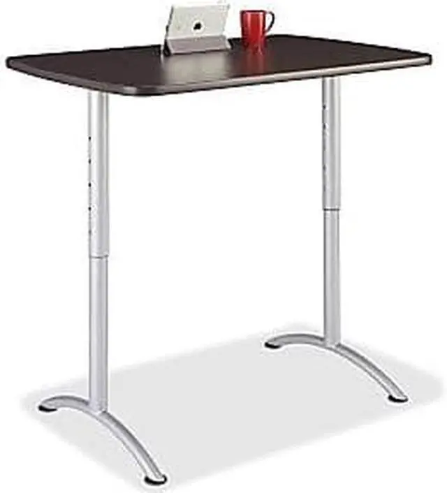 Alt view image 5 of 12 - Iceberg - 69305 - Iceberg Walnut Top Sit-to-Stand Table - Rectangle Top - Arch Base - 2 Legs - 48 Table Top Length x 30