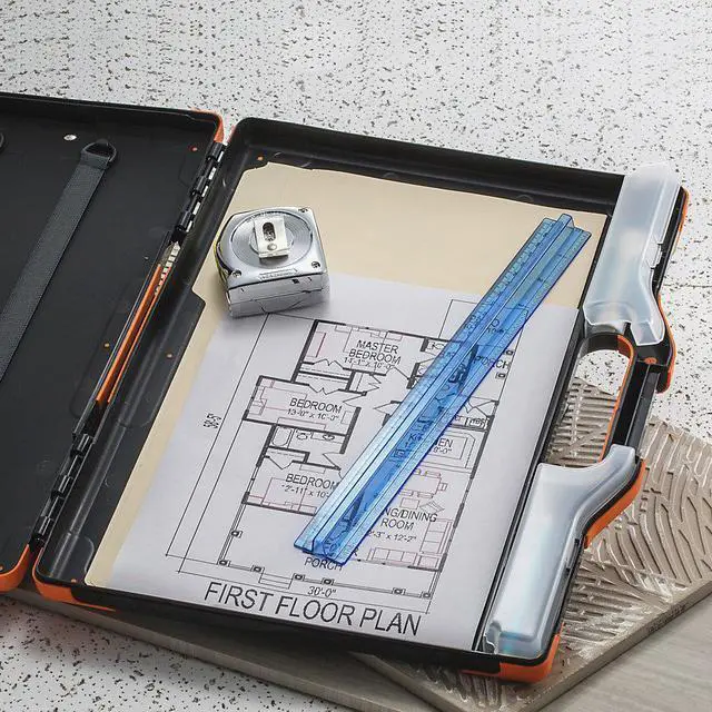 Alt view image 2 of 11 - Officemate® OIC® Carry-All Clipboard Box, 15 1/2"H x12 1/2"W x 2 1/4"D, Black/Orange