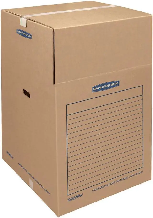 Alt view image 6 of 16 - Bankers Box SmoothMove Wardrobe Boxes 24l x 24w x 40h Kraft/Blue 3/Carton