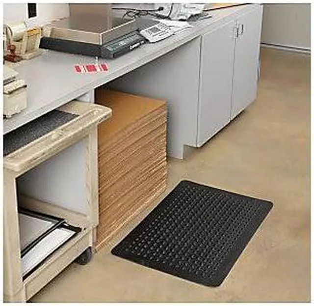 Alt view image 4 of 14 - Genuine Joe Anti Fatigue Mat Rubber Beveled Edge 3'x5' Black 70373