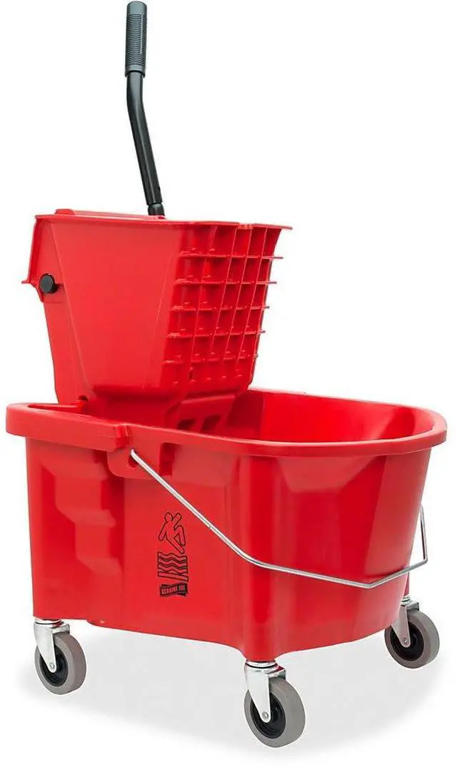 Alt view image 6 of 15 - Mop Bucket/Wringer Combo Splash Guard 26qt. Red