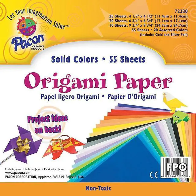 Alt view image 3 of 8 - Pacon Origami Paper, 30lb, 9.75 X 9.75, Assorted Bright Colors, 55/Pack 72230