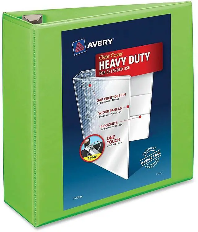 Alt view image 11 of 17 - Avery Heavy-Duty View Binder w/Locking EZD Rings 4" Cap Chartreuse 79812