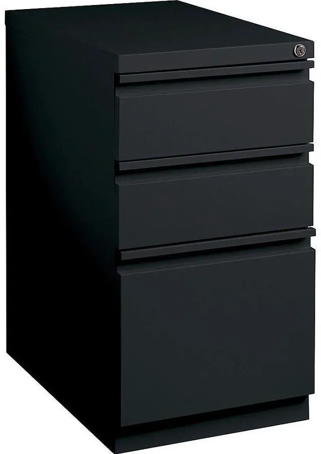 Alt view image 5 of 11 - Lorell Mobile File Pedestal - 15" x 20" x 27.8" - Letter - Ball-bearing Suspension, Recessed Handle, Security Lock - Bla