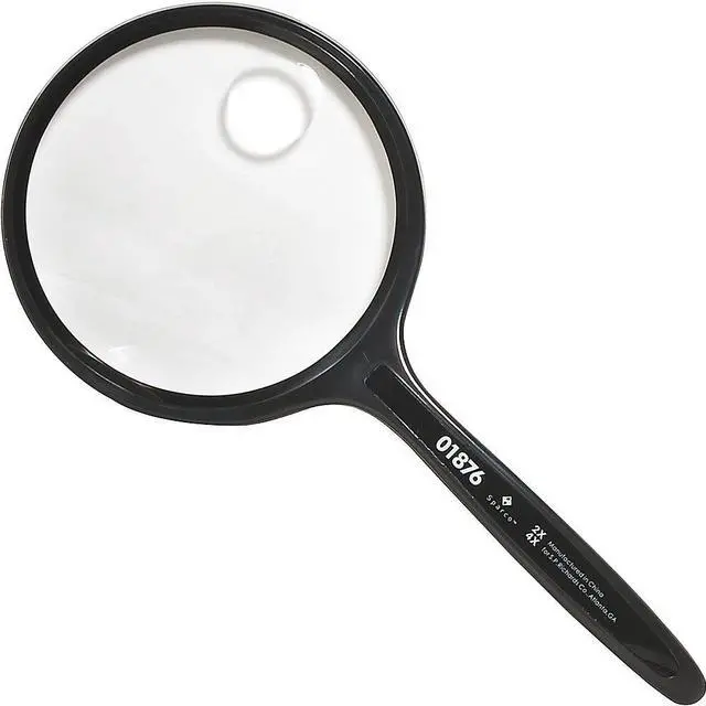 Alt view image 5 of 11 - Sparco Round Hand-Held Magnifier 2X Main/4X Bifocal 3-1/2" BK 01876