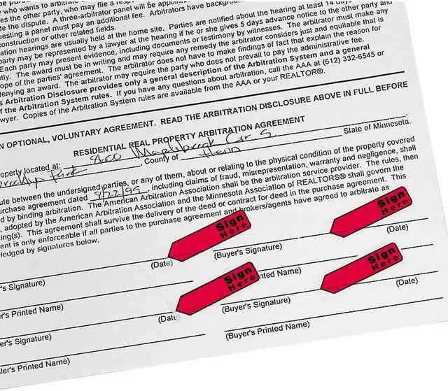 Alt view image 5 of 13 - Post-it Arrow Message 1/2" Page Flags in Dispenser "Sign Here" Red 80/Pack