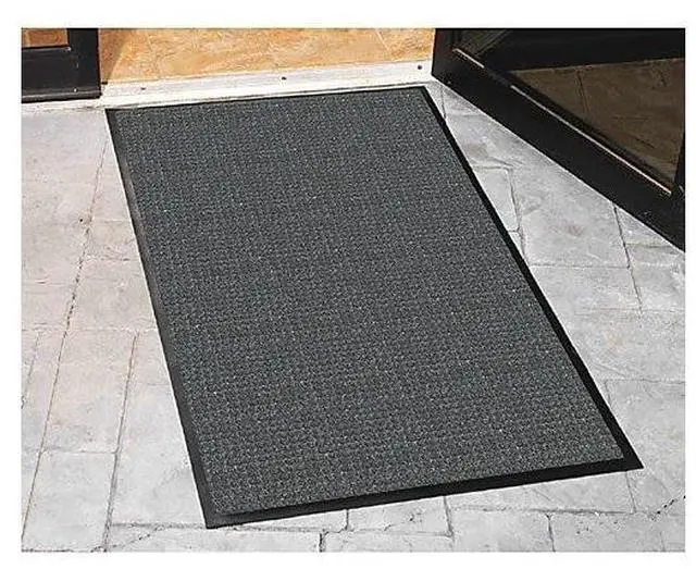 Alt view image 4 of 18 - Genuine Joe Indoor/Outdoor Mat Rubber Cleated Backing 3'x5' Charcoal 59473