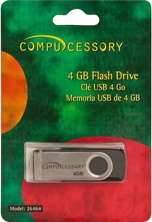 Alt view image 4 of 7 - Compucessory 4GB USB Flash Drive, Black / Aluminum 26464