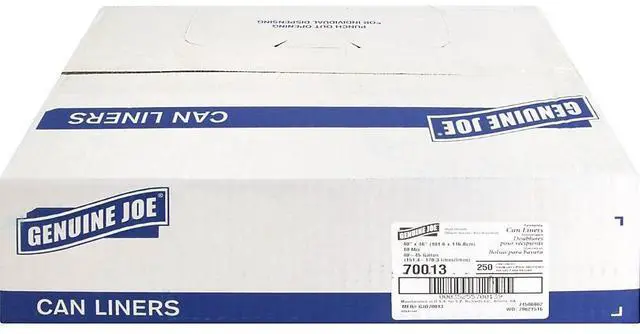 Alt view image 7 of 14 - Genuine Joe Can Liners 40-45 Gal 10mic/.39mil 40"x46" 250/CT Translucent 70013