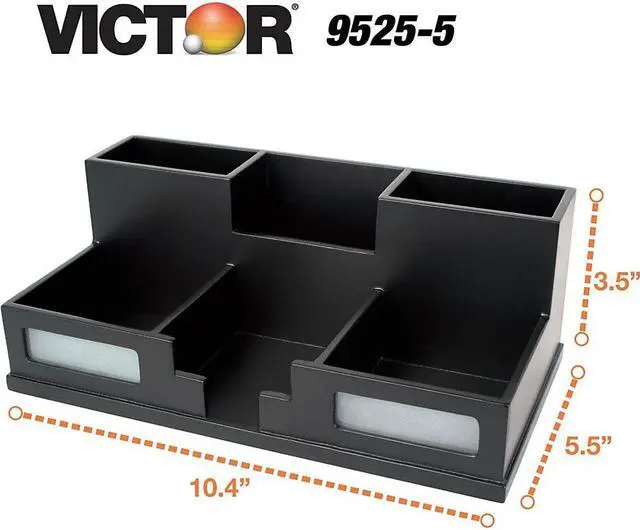 Alt view image 17 of 20 - VICTOR 9525-5 Desktop Organizer,Black,Wood,5-1/2 in. H