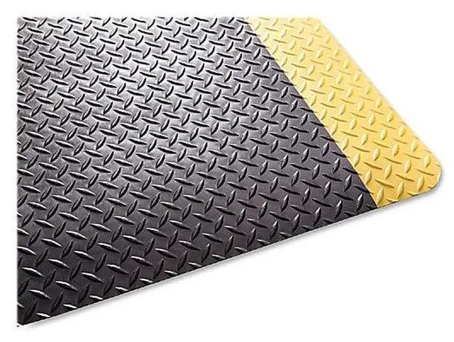 Alt view image 6 of 16 - Genuine Joe Anti-Fatigue Floor Mat Beveled Edge 3'x5' Black/Yellow 70364
