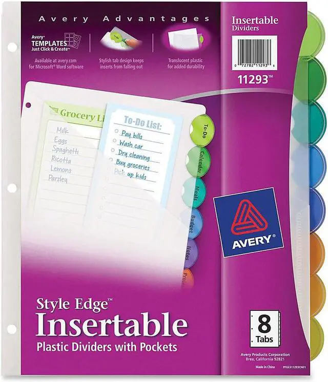 Alt view image 2 of 20 - Avery 11293 Style Edge Insertable Dividers with Pocket, 8-Tab
