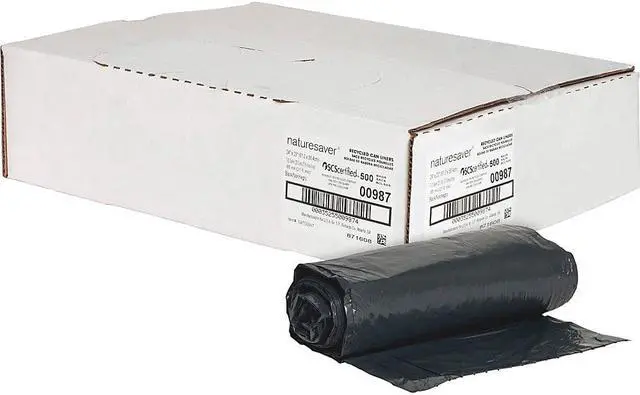 Alt view image 9 of 12 - Nature Saver Trash Can Liners Rcycld 7-10 Gal .65mil 24"x23" 500/BX BK 00987