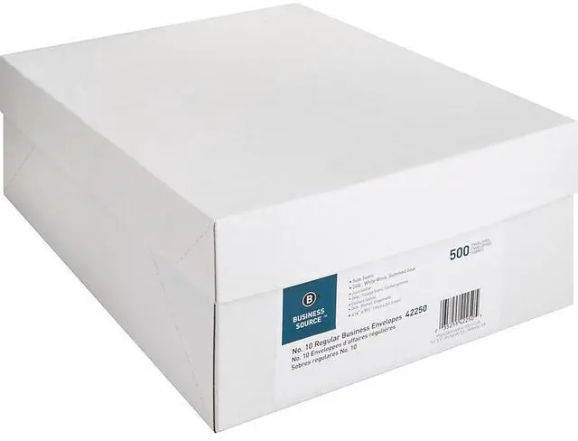 Alt view image 2 of 6 - Business Source Business Envelopes 24 lb. No. 10 4-1/8"x9-1/2" 500/BX WE 42250