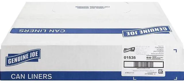 Alt view image 4 of 11 - Genuine Joe Heavy-Duty Trash Bags 1.5 Mil 55-60 Gallon 50/CT Black 01535