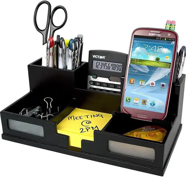 Alt view image 15 of 20 - VICTOR 9525-5 Desktop Organizer,Black,Wood,5-1/2 in. H