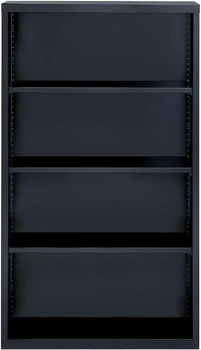 Alt view image 8 of 15 - Lorell Steel Bookcase 4-Shelf 34-1/2"x12-5/8"x60" Black 41288