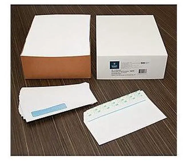 Alt view image 3 of 12 - Business Source Peel/Seal Envelopes Tint/Window 9-1/2"x4-1/8" 500/BX White 16473