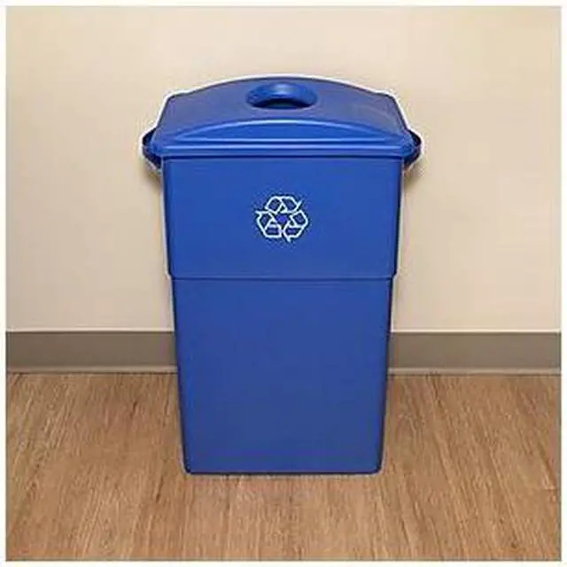 Alt view image 12 of 19 - Genuine Joe Recycling Container 23 Gallon 22-1/2"x11"x30" Blue 57258