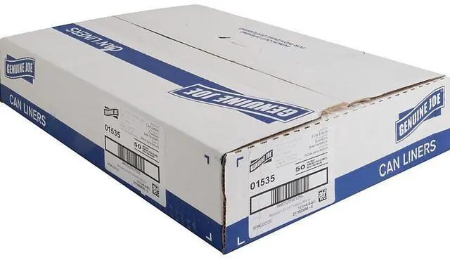 Alt view image 5 of 11 - Genuine Joe Heavy-Duty Trash Bags 1.5 Mil 55-60 Gallon 50/CT Black 01535