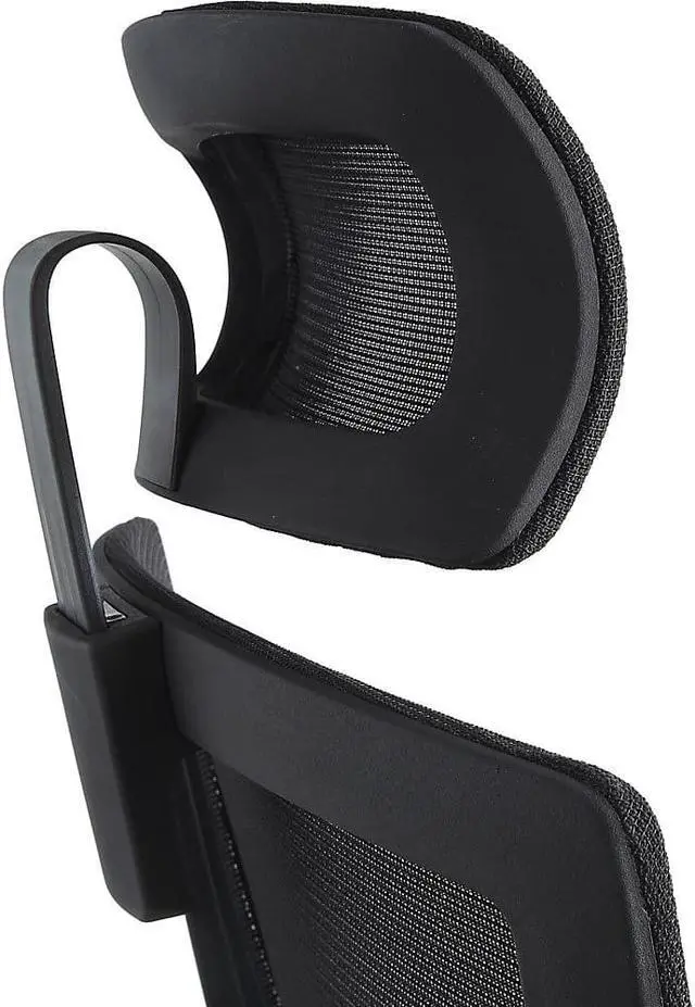 Alt view image 8 of 19 - Lorell High Back Mesh Chair w/ Headrest - Black Seat - Black Back - 5-star Base - 28.5" Length x 28.5" Width x 51" Height
