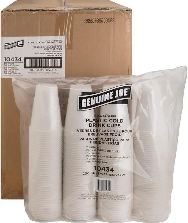 Alt view image 8 of 12 - Genuine Joe Plastic Cup 9 oz 2400/CT Translucent 10434