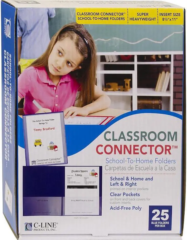 Alt view image 3 of 19 - C-Line Classroom Connector Folders 9"x11-3/4" 25/BX Blue 32005