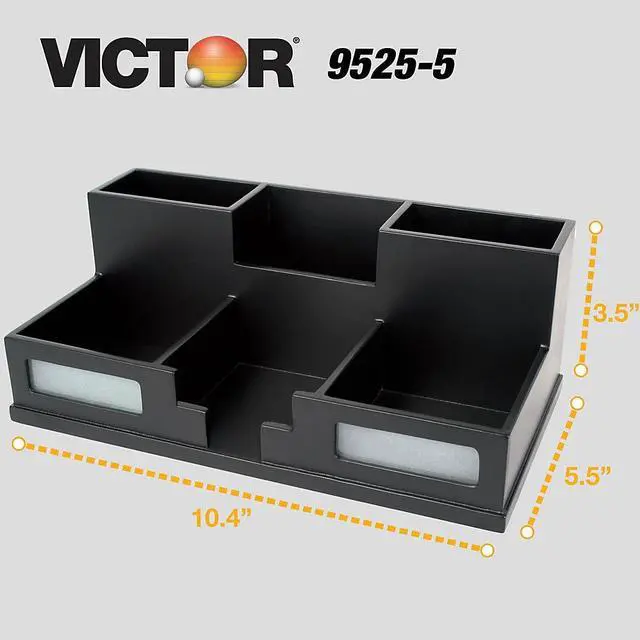 Alt view image 14 of 20 - VICTOR 9525-5 Desktop Organizer,Black,Wood,5-1/2 in. H