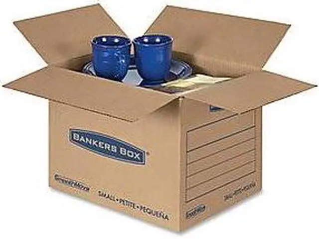 Alt view image 14 of 19 - Fellowes 7713801 Bankers Box SmoothMove Basic Moving Boxes, Small Size, Kraft, Blue, 12"H x 12"W x 16"D - 1 Pack (25 Boxes)