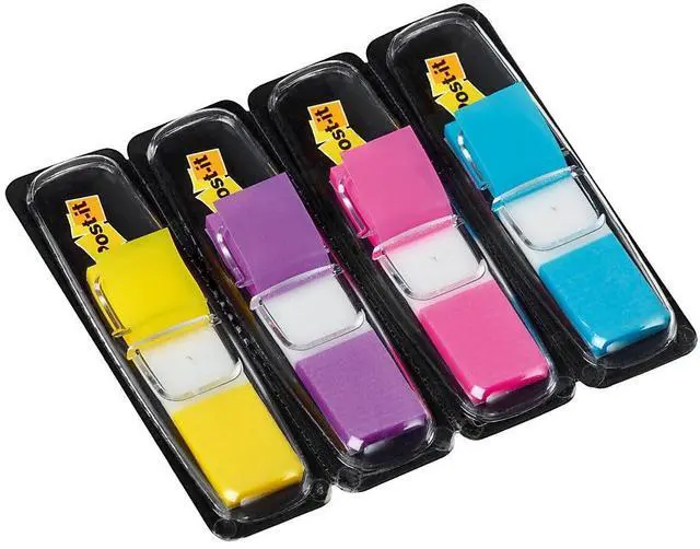 Alt view image 8 of 20 - 3M 6834AB Small Flags in Dispensers Four Bright Colors 35 per Color 4 Dispensers Pack