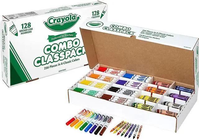 Alt view image 5 of 14 - Crayola 52-3349 Crayons And Markers Combo Classpack, Eight Colors, 256/Set