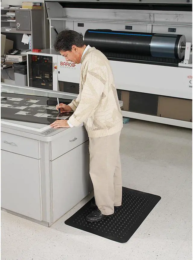 Alt view image 8 of 14 - Genuine Joe Anti Fatigue Mat Rubber Beveled Edge 3'x5' Black 70373