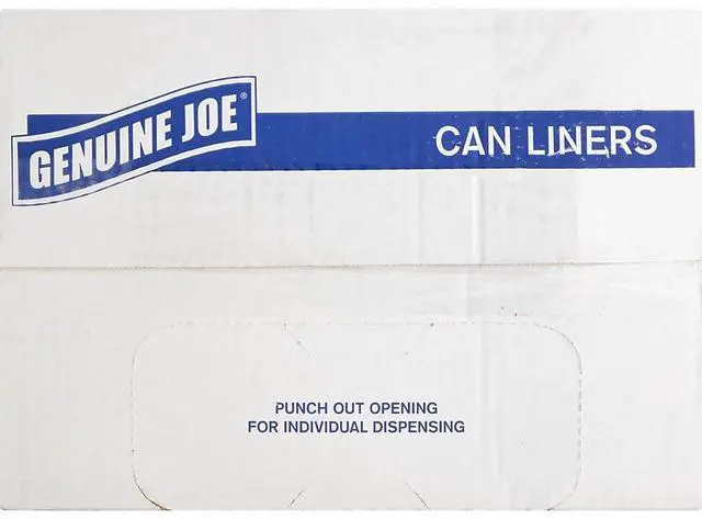 Alt view image 13 of 17 - Genuine Joe Can Liners 55-60 Gal 12mic/.47mil 38"x58" 200/CT Translucent 70014