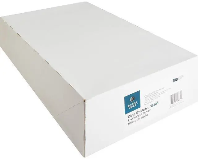 Alt view image 5 of 14 - Business Source 36665 Heavy-Duty Clasp Envelope, Clasp - #97 (10" x 13") - 28 lb - Kraft - 100/Box , 1 Box