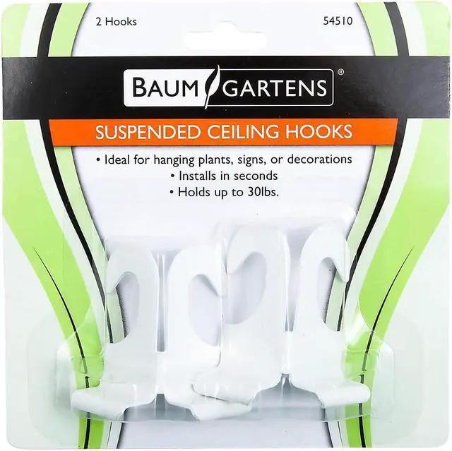 Alt view image 7 of 10 - Baumgartens Suspended Ceiling Hooks, 2" Long, 2/PK, White 54510