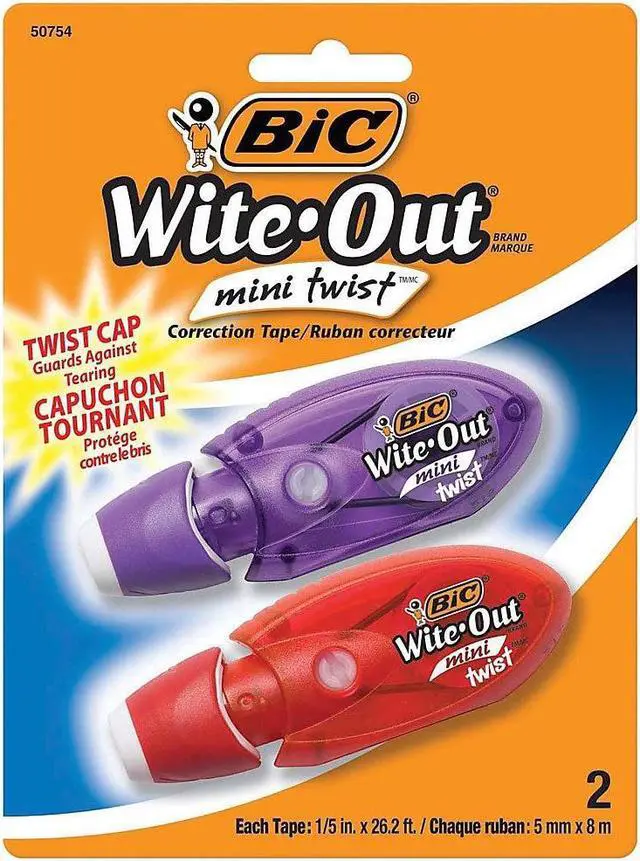 Alt view image 11 of 16 - Bic Tape,Corrctn,5mm,2pk,Ast WOMTP21