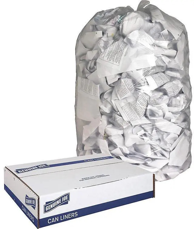Alt view image 6 of 12 - Genuine Joe Trash Can Liner 55-60 Gallon .8Mil 38"x58" 100/BX Clear 01014