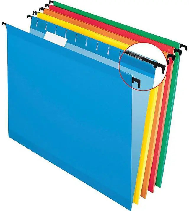 Alt view image 3 of 20 - Pendaflex Poly Laminate Hanging Folders Letter 1/5 Tab Assorted 20/Box