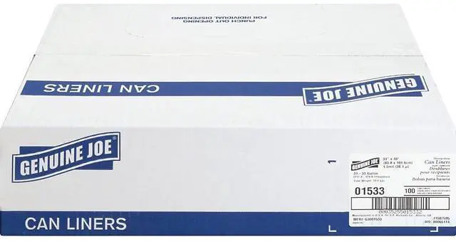 Alt view image 7 of 12 - Genuine Joe Heavy-Duty Trash Bags 1.5 Mil 31-39 Gallon 100/CT Black 01533