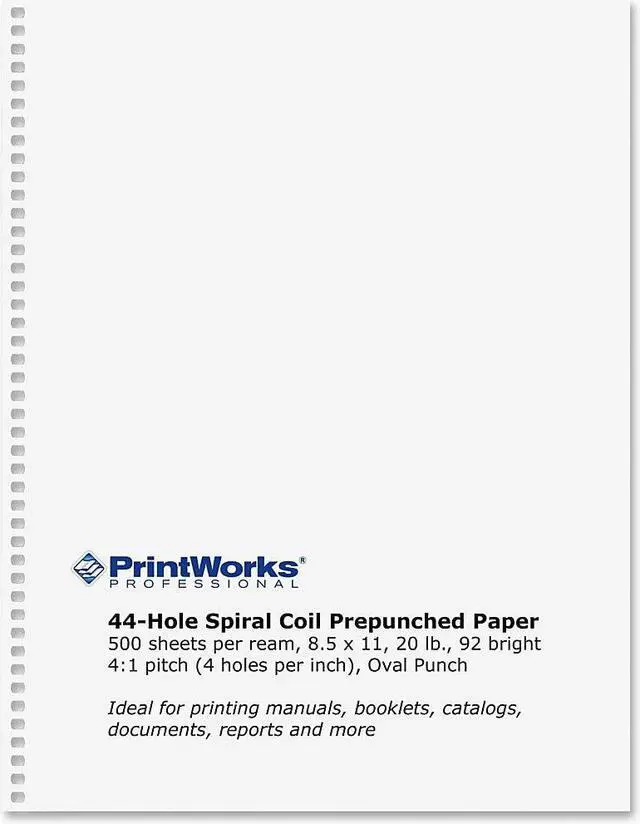 Alt view image 2 of 5 - 8-1/2'' x 11" Laser Cut Sheet, 20# White Stock, 44 Oval Hole GBC Punch, 0.2475" Pitch for Spiral Bind (Carton of 2500)