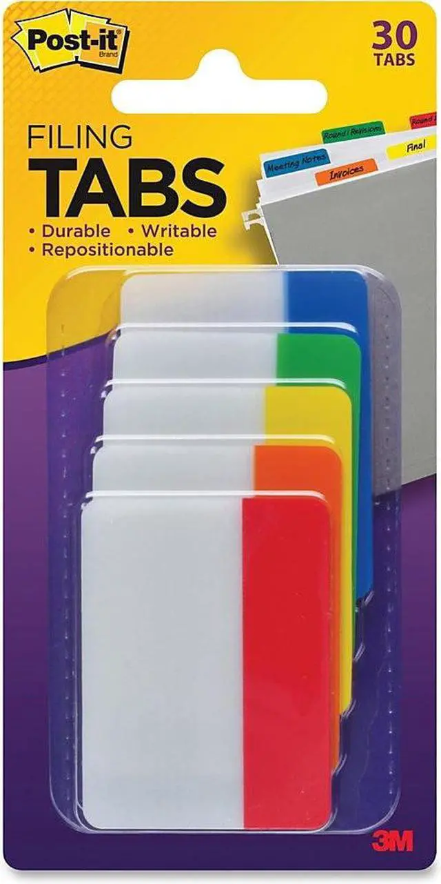 Alt view image 4 of 14 - 3M File Tabs 2 x 1 1/2 Assorted Primary 30/Pack 686ROYGB