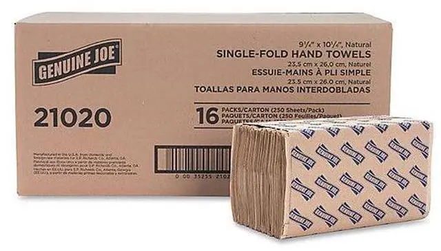 Alt view image 13 of 14 - Genuine Joe Single-Fold Towel 10-1/4"x9-1/10" 250 Sh/PK 16PK/CT NL 21020