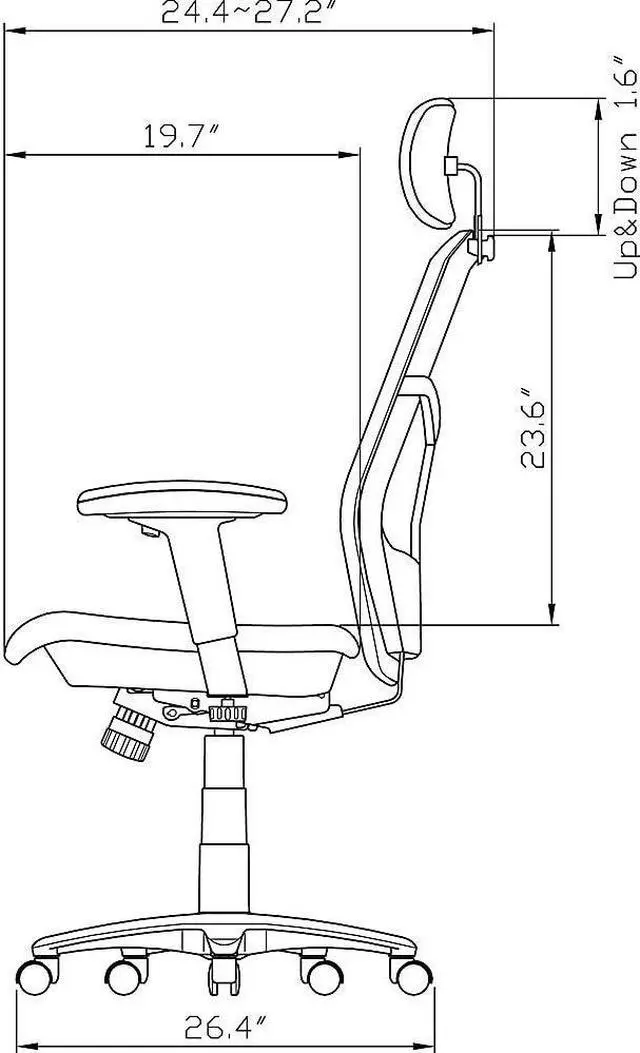 Alt view image 6 of 10 - Lorell High Back Chair Mesh 28-1/2"x28-1/2"x51" Black 60324