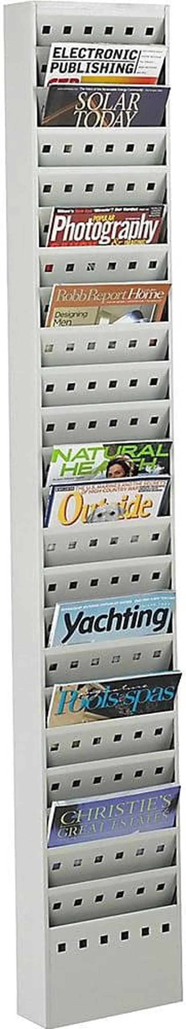 Alt view image 6 of 20 - Safco Steel Magazine Rack 23 Compartments 10w x 4d x 65-1/2h Gray 4322GR