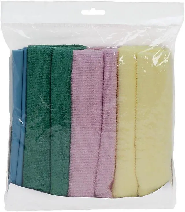 Alt view image 7 of 8 - Genuine Joe Microfiber Cleaning Cloths Lint-free 16"x16" 4/PK Assorted 48261