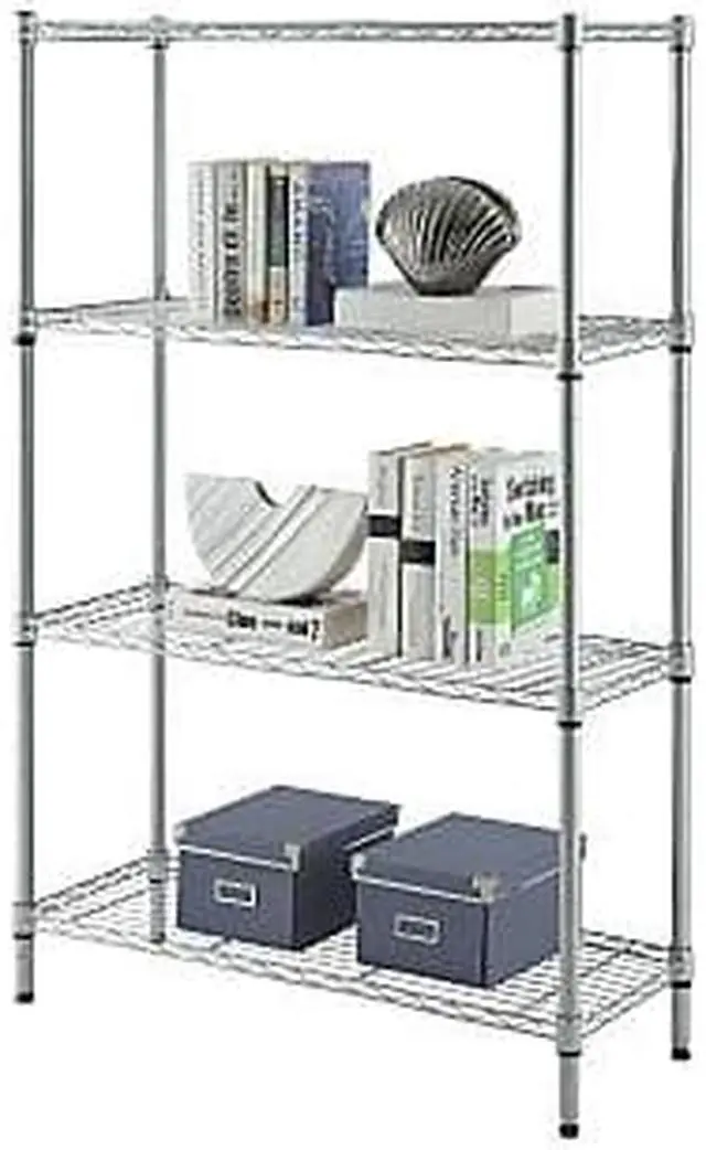 Alt view image 3 of 9 - Lorell Wire Shelving 4-shelf Light-duty 36"Wx14"Dx54"H Silver 70063