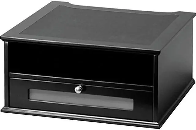 Alt view image 4 of 16 - Victor Wood and Metal Desktop Monitor Stand 13 x 13 x 6 1/2 Black 11755