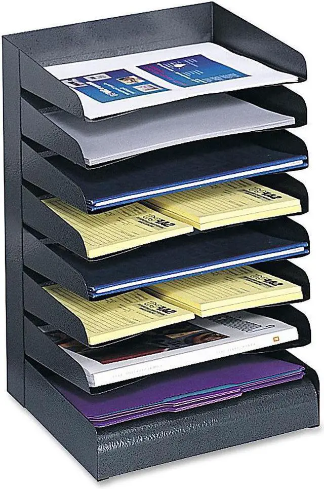 Alt view image 6 of 12 - Safco Steel Desk Tray Sorter 8-Tier 2"x9-1/2"x17-3/4" BK 3129BL - OEM