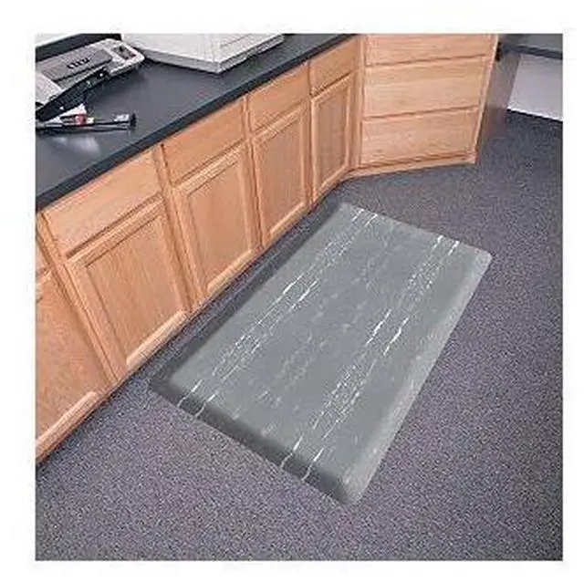 Alt view image 2 of 8 - Genuine Joe Anti-Fatigue Foam Mat Beveled Edges 3'x5' Gray Marble 58840